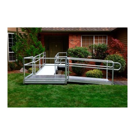 EZ-ACCESS Pathway Wheelchair Ramp Kit, L Shaped, Aluminum, 4' Turn Platform, 16'L x 36inW PS16L44T